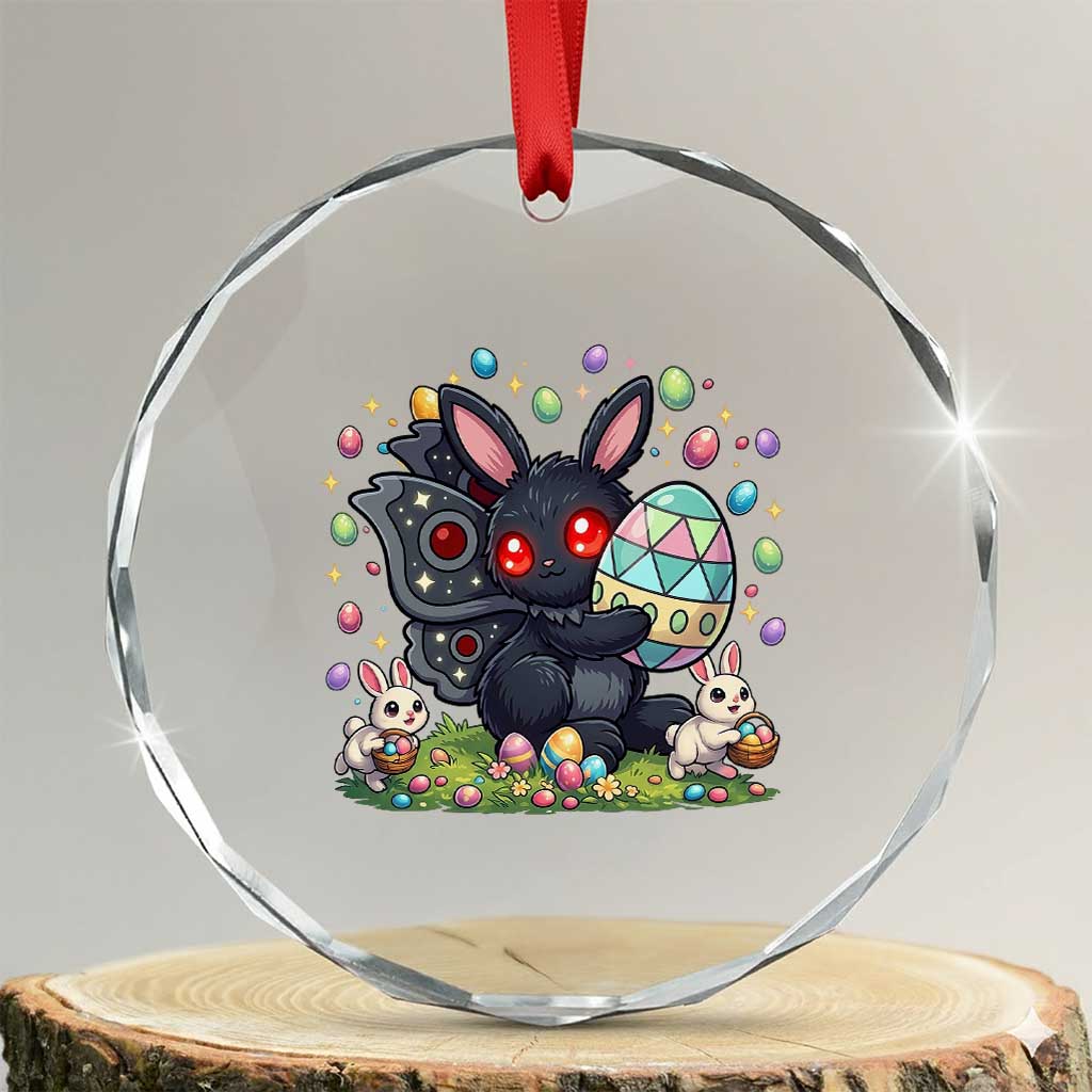 Funny Mothman Easter Bunny Ears Crystal Glass Ornament Cryptid Lover Gift TS12 Transparent Glass 3'' Circle Print Your Wear