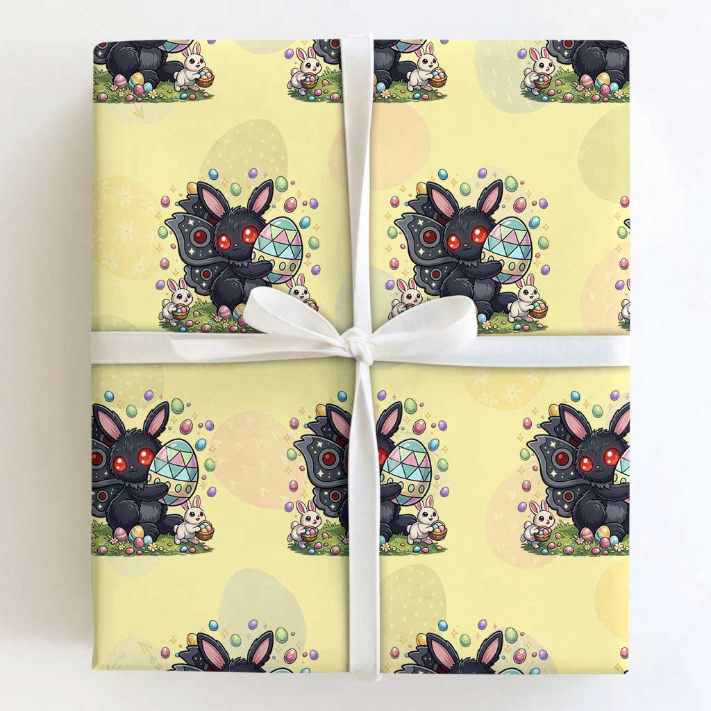 Funny Mothman Easter Bunny Ears Wrapping Paper Roll Cryptid Lover Gift TS12 Light Yellow Print Your Wear