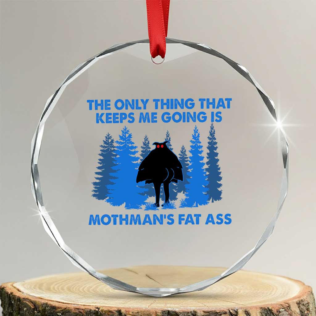 Funny Mothman Fat Ass Crystal Glass Ornament Vintage Cryptid Funny Moth Man Meme TS10 Transparent Glass 3'' Circle Print Your Wear