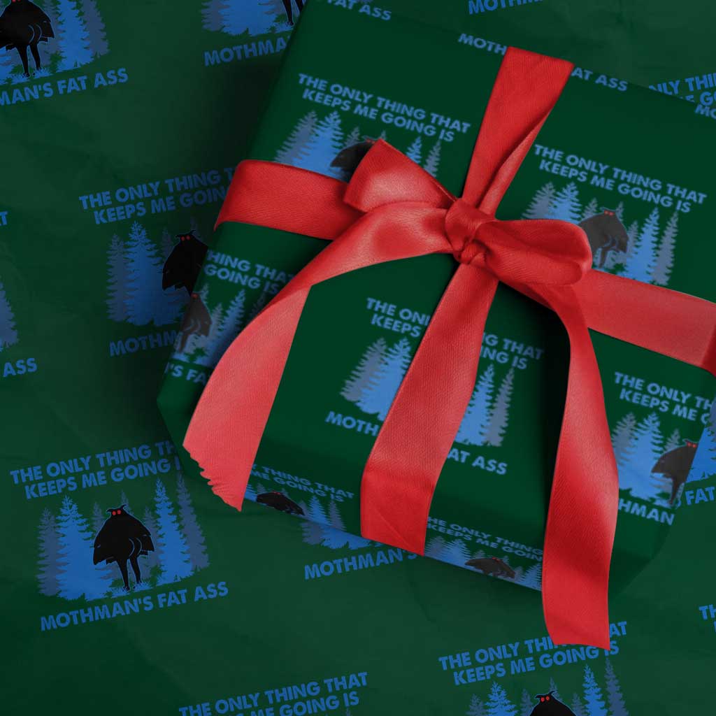 Funny Mothman Fat Ass Wrapping Paper Roll Vintage Cryptid Funny Moth Man Meme TS10 Green Print Your Wear
