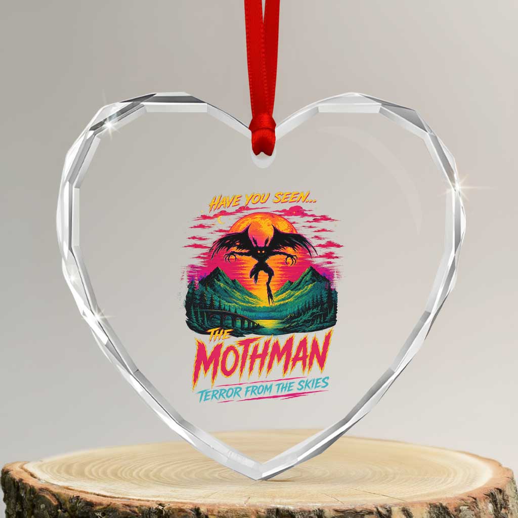 Funny Mothman Heart Crystal Glass Ornament Have You Seen The Mothman Terror From The Skies Cryptid Legends TS11 Transparent Glass 3'' Heart Print Your Wear