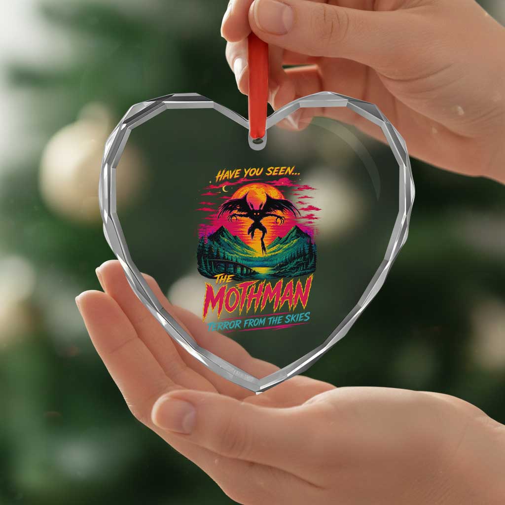 Funny Mothman Heart Crystal Glass Ornament Have You Seen The Mothman Terror From The Skies Cryptid Legends