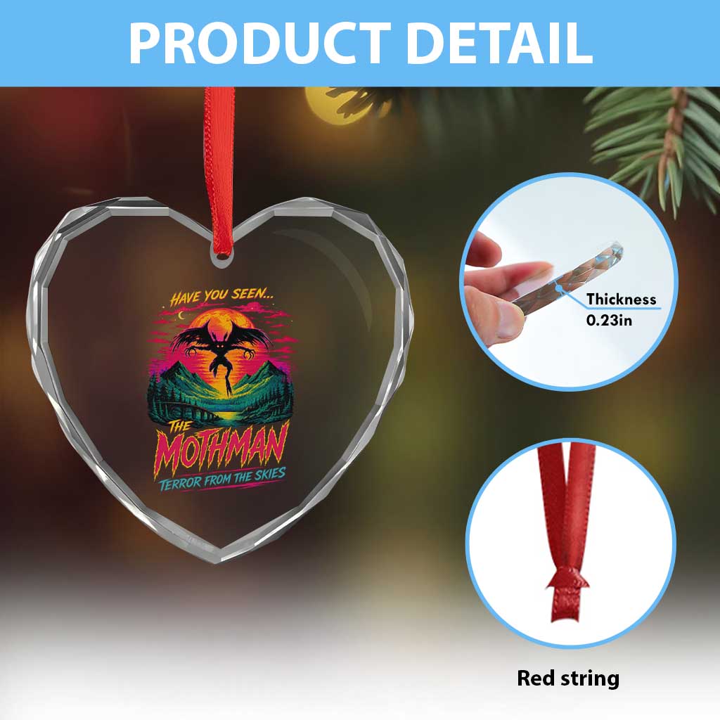 Funny Mothman Heart Crystal Glass Ornament Have You Seen The Mothman Terror From The Skies Cryptid Legends