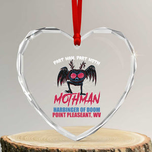 Funny Mothman Heart Crystal Glass Ornament Part Man Part Moth Harbinger Of Doom Point Pleasent WV TS02 Transparent Glass 3'' Heart Print Your Wear