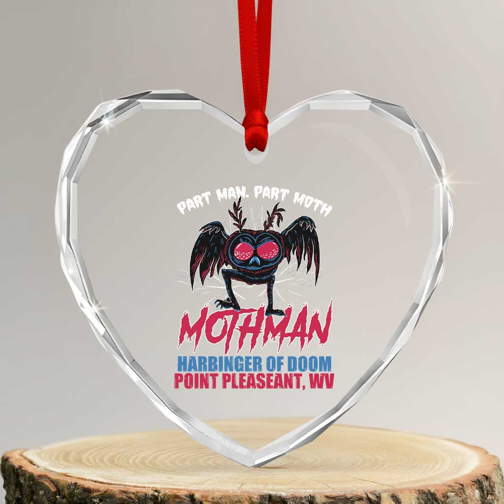 Funny Mothman Heart Crystal Glass Ornament Part Man Part Moth Harbinger Of Doom Point Pleasent WV TS02 Transparent Glass 3'' Heart Print Your Wear