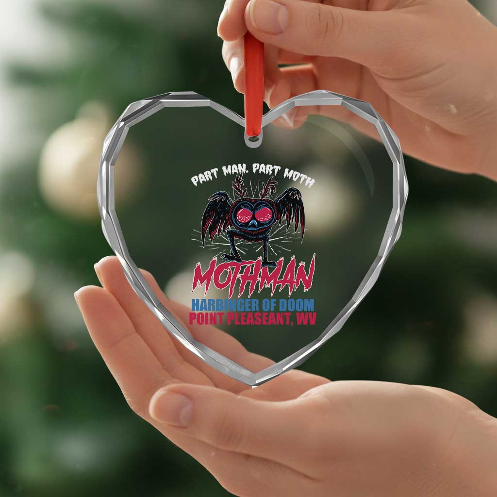 Funny Mothman Heart Crystal Glass Ornament Part Man Part Moth Harbinger Of Doom Point Pleasent WV TS02 Print Your Wear