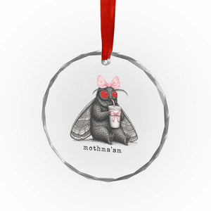 Funny Mothman Mothma'am Cute Pink Bow Coquette Crystal Glass Ornament