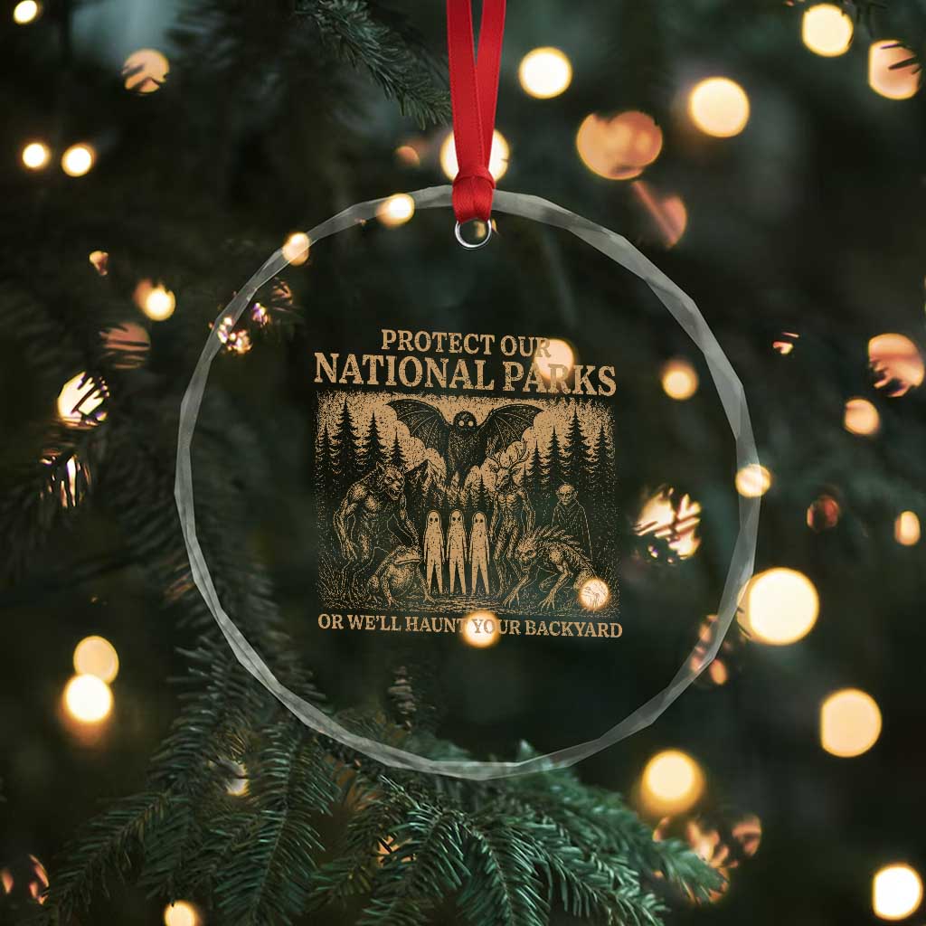 Funny Mothman Protect Our National Parks Crystal Glass Ornament Ghost Wendigo Skull Cryptid Weirdcore Folk Horror TS10 Print Your Wear