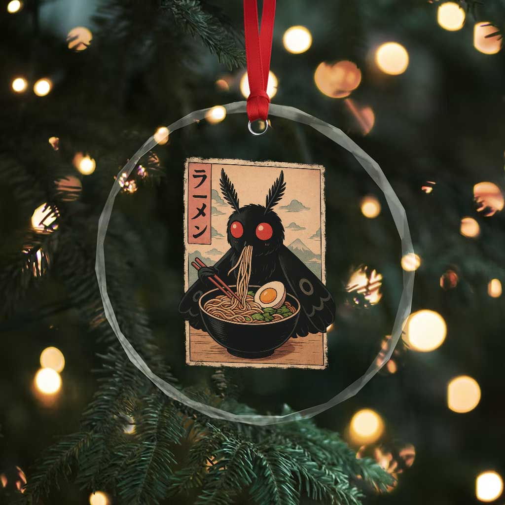 Funny Mothman Ramen Crystal Glass Ornament Japanese Kawaii Noodles Cryptid Retro Manga Anime TS10 Print Your Wear