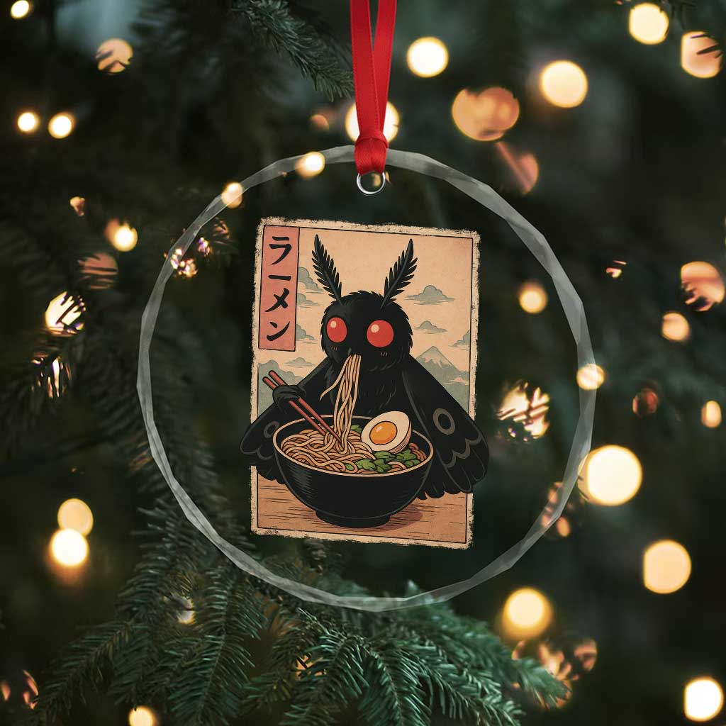 Funny Mothman Ramen Crystal Glass Ornament Japanese Kawaii Noodles Cryptid Retro Manga Anime TS10 Print Your Wear