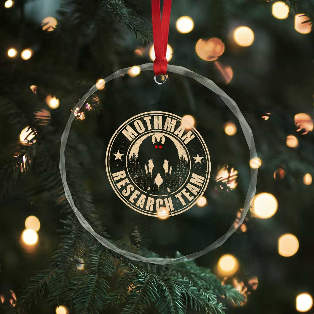 Funny Mothman Research Team Crystal Glass Ornament Cryptozoology Cryptid Hunting