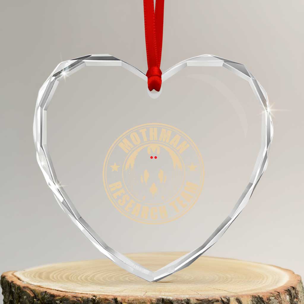 Funny Mothman Research Team Heart Crystal Glass Ornament Cryptozoology Cryptid Hunting TS11 Transparent Glass 3'' Heart Print Your Wear