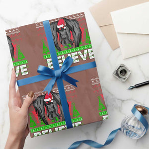 Funny Mothman Santa Wrapping Paper Roll Believe Merry Mothmas TS02 Mocha Print Your Wear