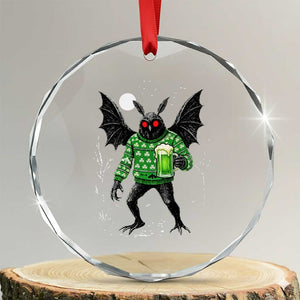 Funny Mothman St Patricks Day Crystal Glass Ornament Gift For Cryptid Lovers TS12 Transparent Glass 3'' Circle Print Your Wear