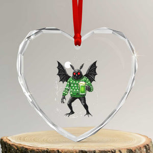 Funny Mothman St Patricks Day Heart Crystal Glass Ornament Gift For Cryptid Lovers TS12 Transparent Glass 3'' Heart Print Your Wear
