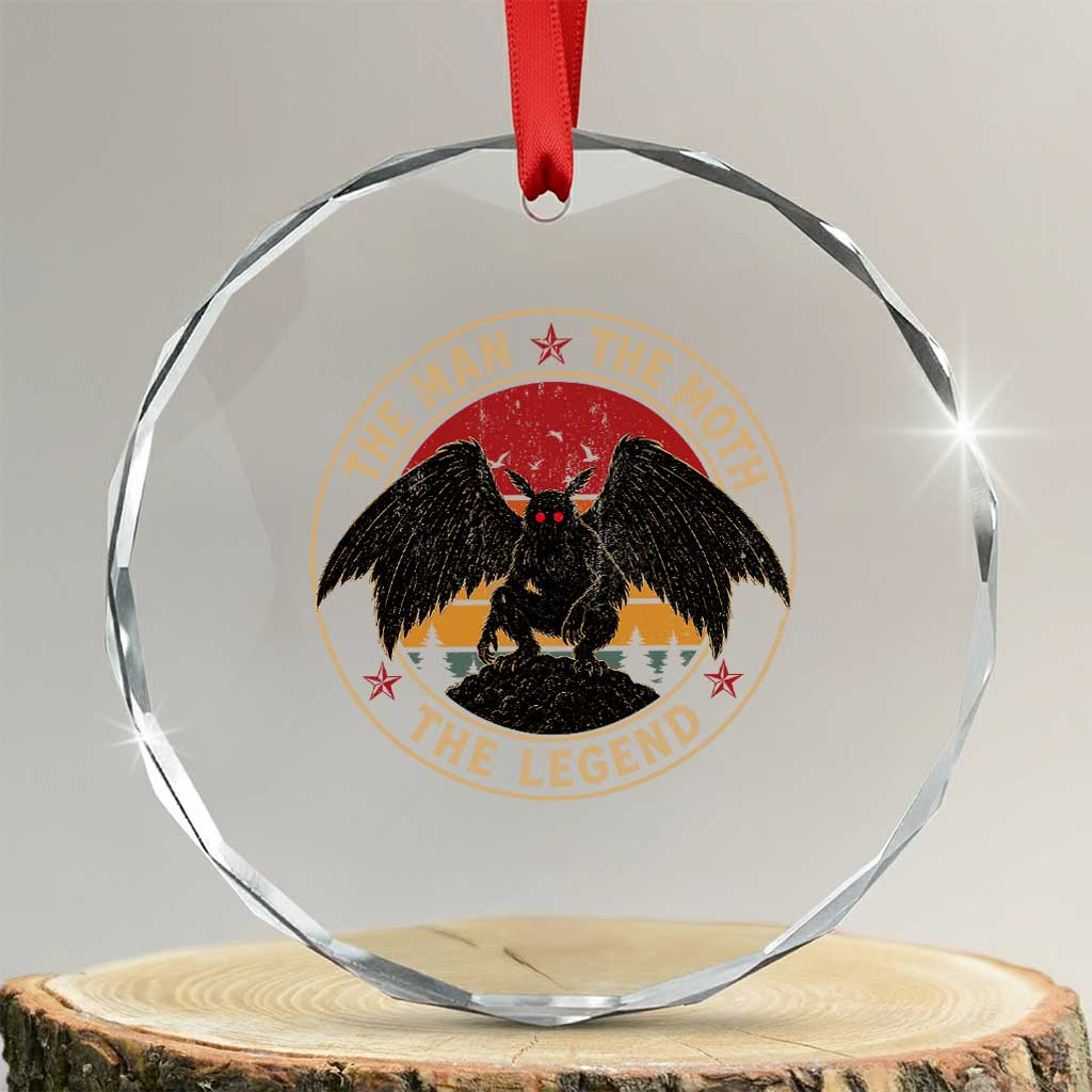 Funny Mothman The Man The Moth The Legend Crystal Glass Ornament Retro Folklore Creepy Cryptid