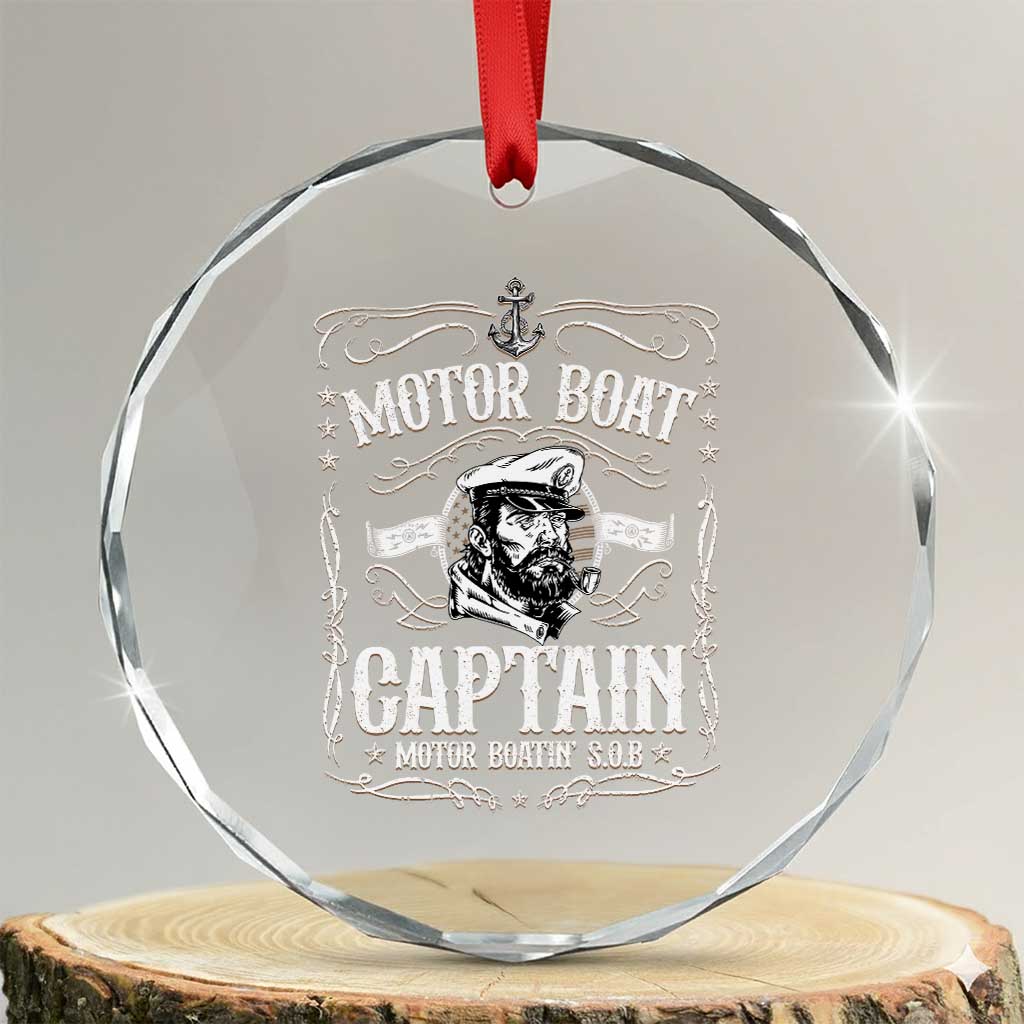 Funny Motor Boat Captain Crystal Glass Ornament Pontoon Boating Motor Boatin Lake TS11 Transparent Glass 3'' Circle Print Your Wear