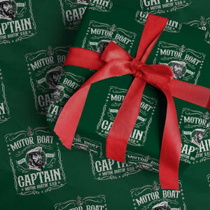 Funny Motor Boat Captain Wrapping Paper Roll Pontoon Boating Motor Boatin Lake TS11 Green Print Your Wear