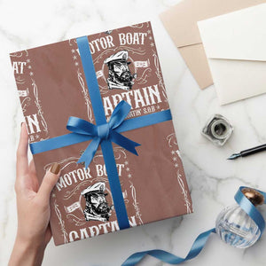 Funny Motor Boat Captain Wrapping Paper Roll Pontoon Boating Motor Boatin Lake TS11 Mocha Print Your Wear