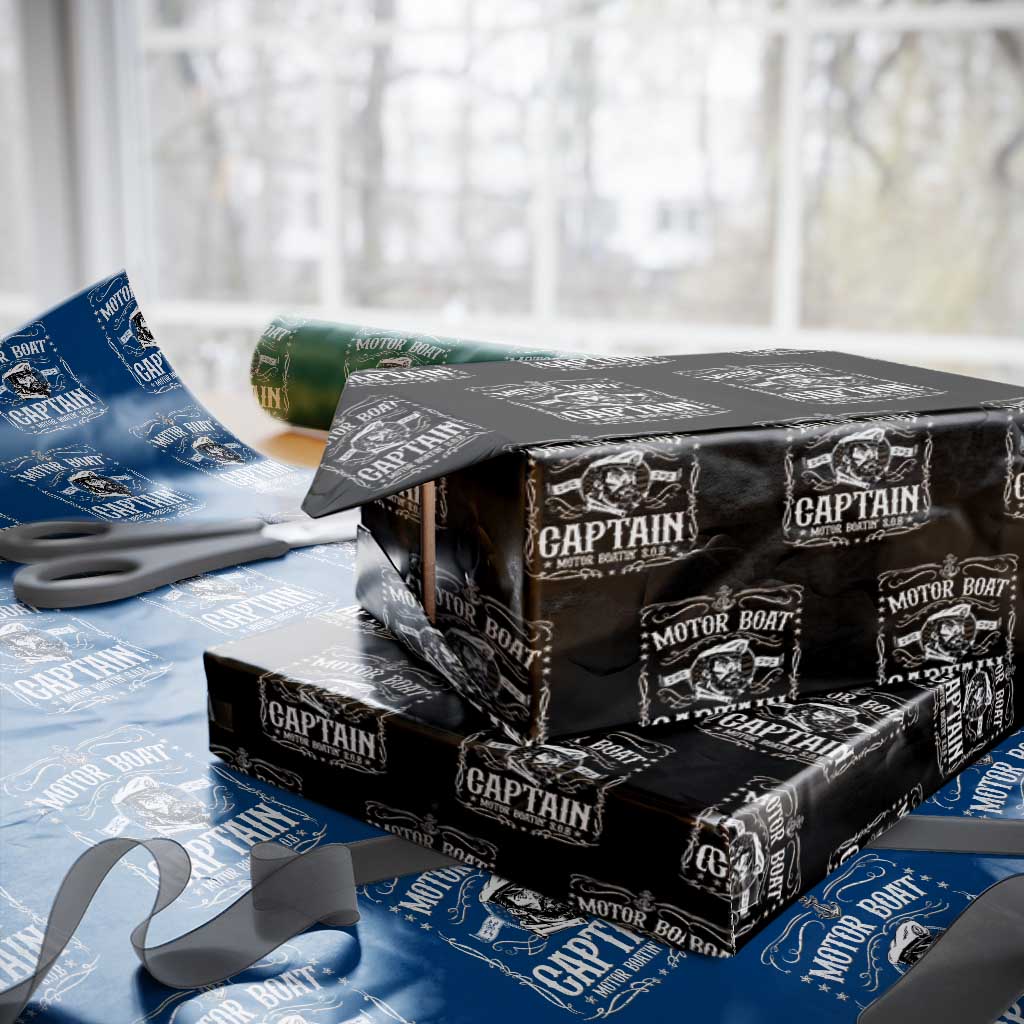 Funny Motor Boat Captain Wrapping Paper Roll Pontoon Boating Motor Boatin Lake TS11 Black Print Your Wear