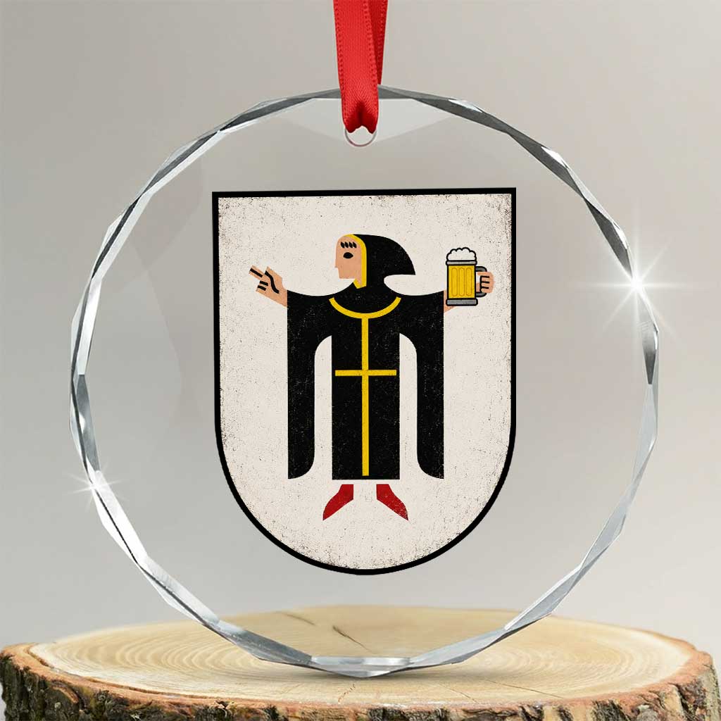 Funny Munich Oktoberfest Munchen Coat of Arms Crystal Glass Ornament Münchner Kindl Beer Drinking