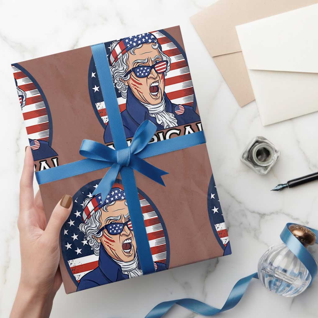 Funny Murica Thomas Jefferson Wrapping Paper Roll Founding Father Gift TS12 Mocha Print Your Wear