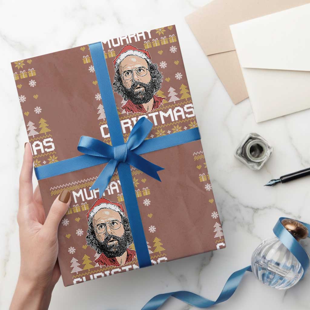 Funny Murray Christmas Wrapping Paper Roll Stranger Xmas Things Holiday Movie TS11 Mocha Print Your Wear