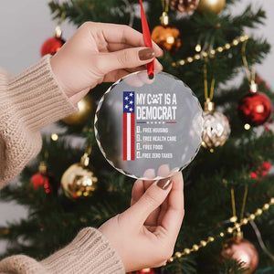 Funny My Cat Is A Democrat Crystal Glass Ornament Lazy Cat Political Humor