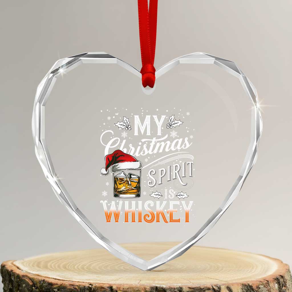 Funny My Christmas Spirit Is Whiskey Heart Crystal Glass Ornament Holiday Drinking Festive Spirit TS02 Transparent Glass 3'' Heart Print Your Wear