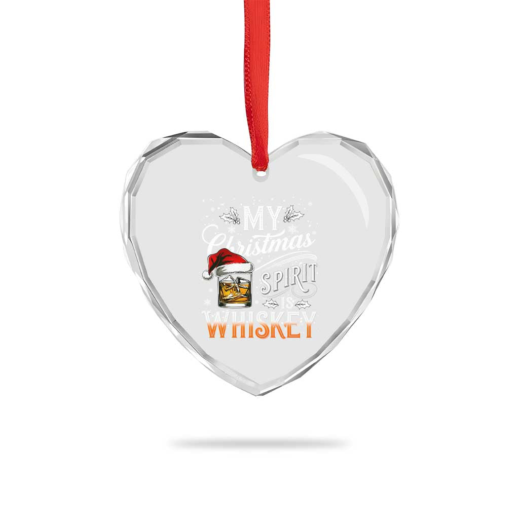 Funny My Christmas Spirit Is Whiskey Heart Crystal Glass Ornament Holiday Drinking Festive Spirit TS02 Print Your Wear