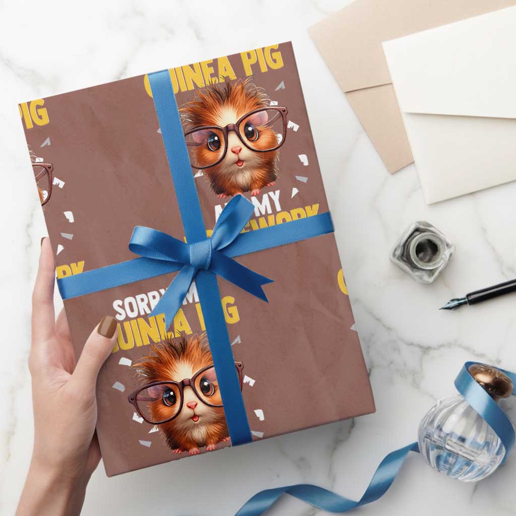 Funny My Guinea Pig Ate My Homework Wrapping Paper Roll Gift For Rodent Lovers TS12 Mocha Print Your Wear