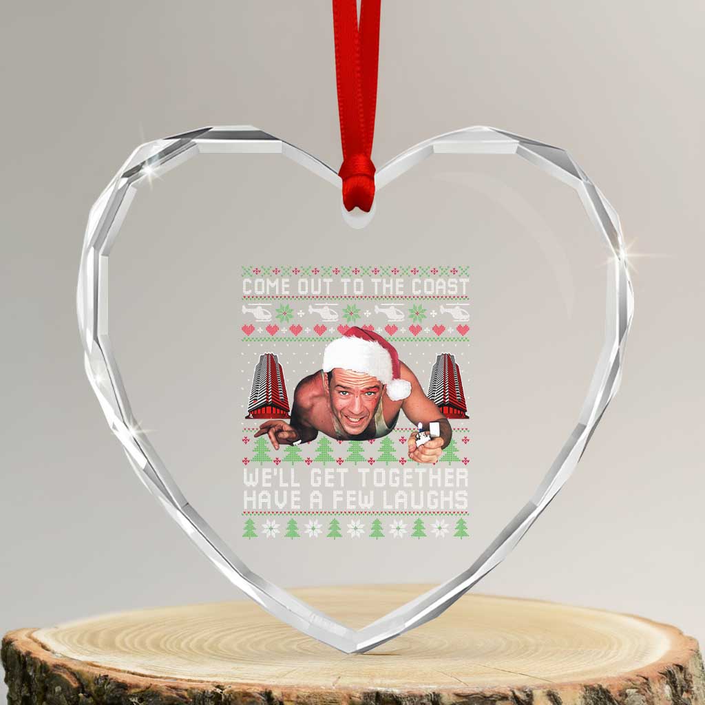 Funny Nakatomi Plaza Christmas Heart Crystal Glass Ornament Come Out To The Coast John Xmas 80's Die Movie TS11 Transparent Glass 3'' Heart Print Your Wear