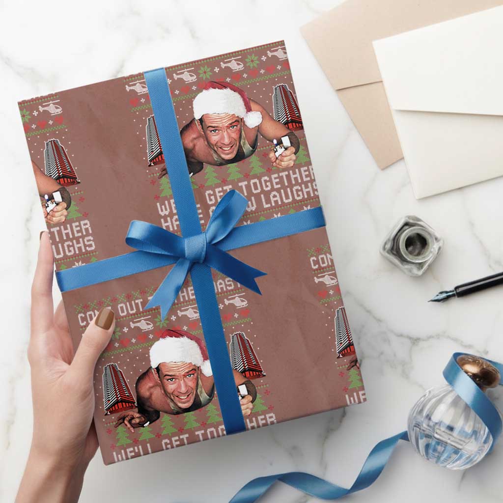 Funny Nakatomi Plaza Christmas Wrapping Paper Roll Come Out To The Coast John Xmas 80's Die Movie TS11 Mocha Print Your Wear