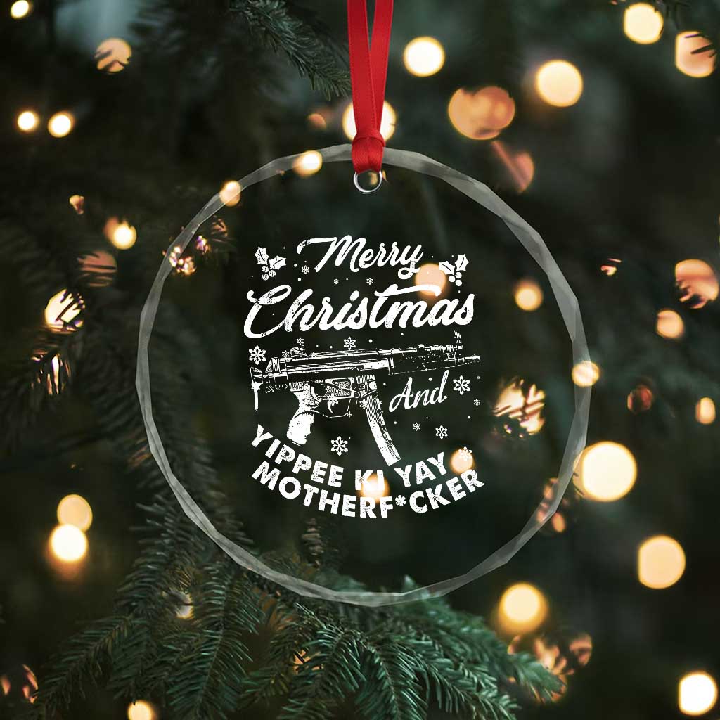 Funny Nakatomi Plaza Crystal Glass Ornament Merry Xmas And Yippee Ki Yay Snowflake Gun TS11 Print Your Wear
