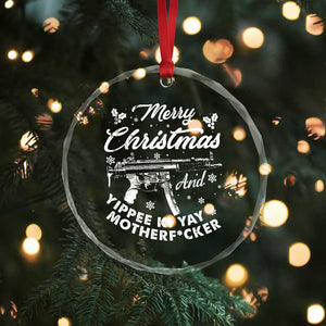 Funny Nakatomi Plaza Crystal Glass Ornament Merry Xmas And Yippee Ki Yay Snowflake Gun TS11 Print Your Wear