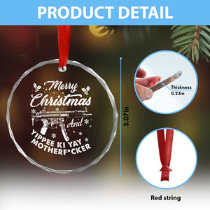 Funny Nakatomi Plaza Crystal Glass Ornament Merry Xmas And Yippee Ki Yay Snowflake Gun TS11 Print Your Wear
