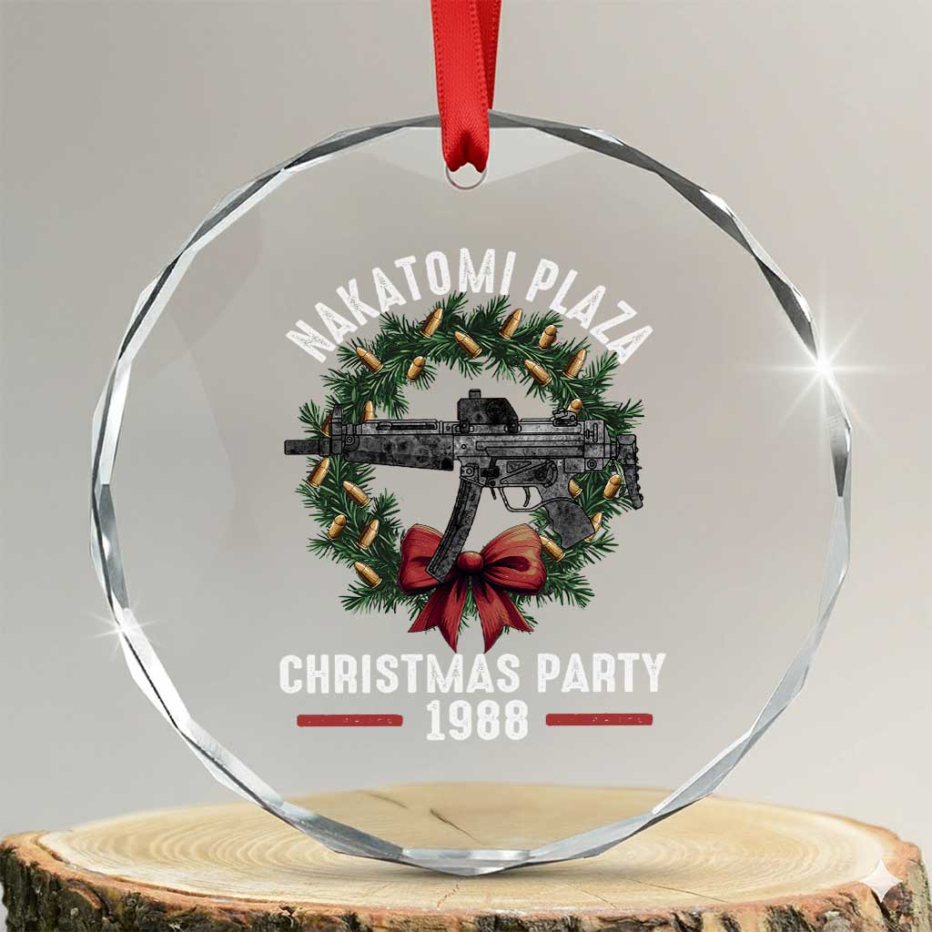 Funny Nakatomi Plaza Crystal Glass Ornament Xmas Party 1988 Xmas Bullet Gun Wreath TS11 Transparent Glass 3'' Circle Print Your Wear