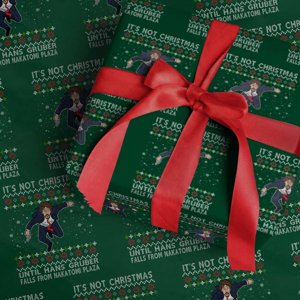 Funny Nakatomi Plaza Wrapping Paper Roll It's Not Xmas Until Hans Gruber Falls Xmas Party 1988 TS02 Green Print Your Wear