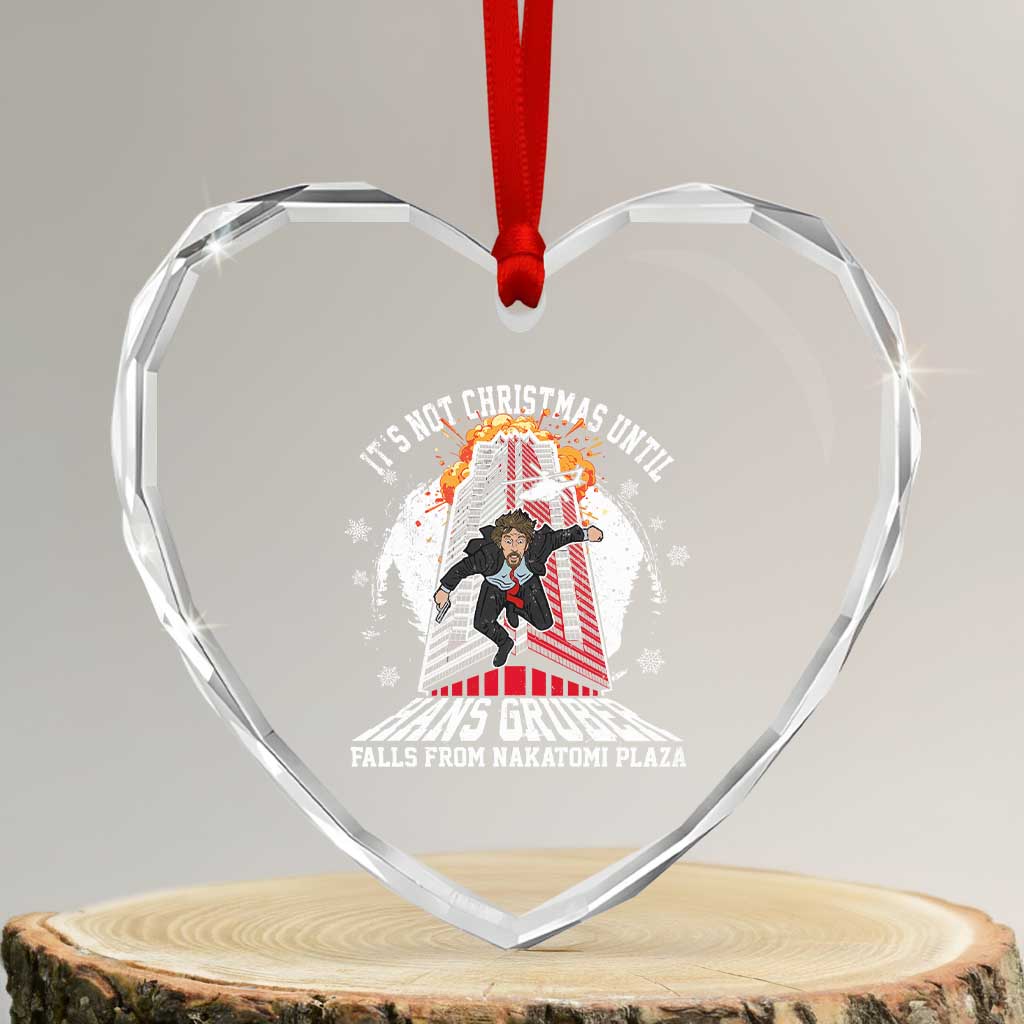 Funny Nakatomi Plaza Heart Crystal Glass Ornament It's Not Xmas Until Hans Gruber Falls From Nakatomi Plaza Explode TS11 Transparent Glass 3'' Heart Print Your Wear