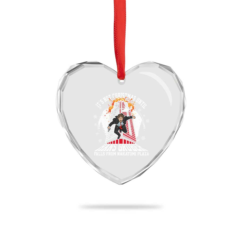 Funny Nakatomi Plaza Heart Crystal Glass Ornament It's Not Xmas Until Hans Gruber Falls From Nakatomi Plaza Explode TS11 Print Your Wear