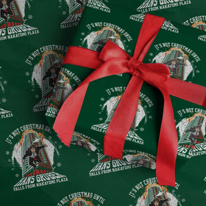 Funny Nakatomi Plaza Wrapping Paper Roll It's Not Christmas Until Hans Gruber Falls From Nakatomi Plaza Explode TS11 Green Print Your Wear