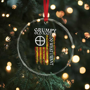 Funny Native American Crystal Glass Ornament Grumpy Old Native I Do What I Want American Flag