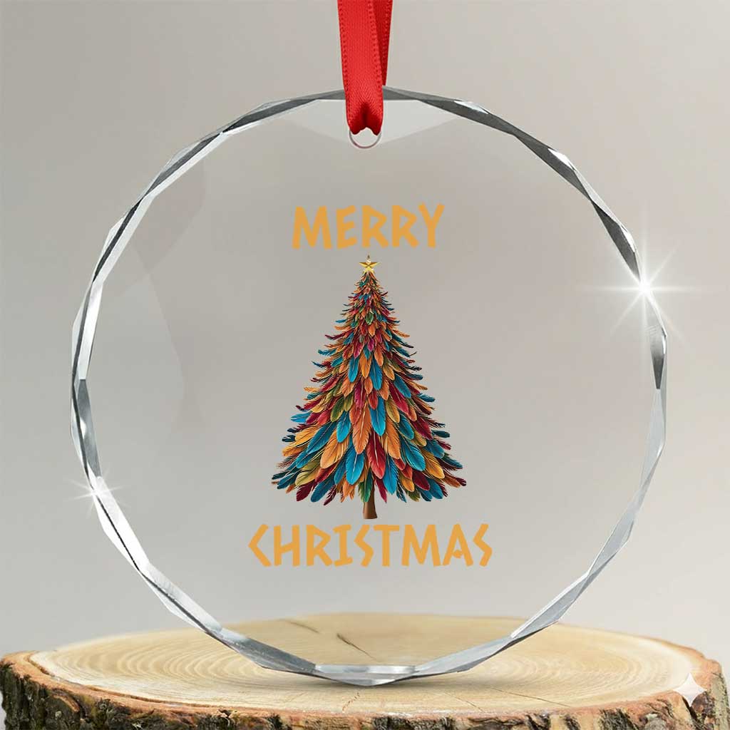 Funny Native American Eagle Feather Xmas Tree Crystal Glass Ornament TS11 Transparent Glass 3'' Circle Print Your Wear