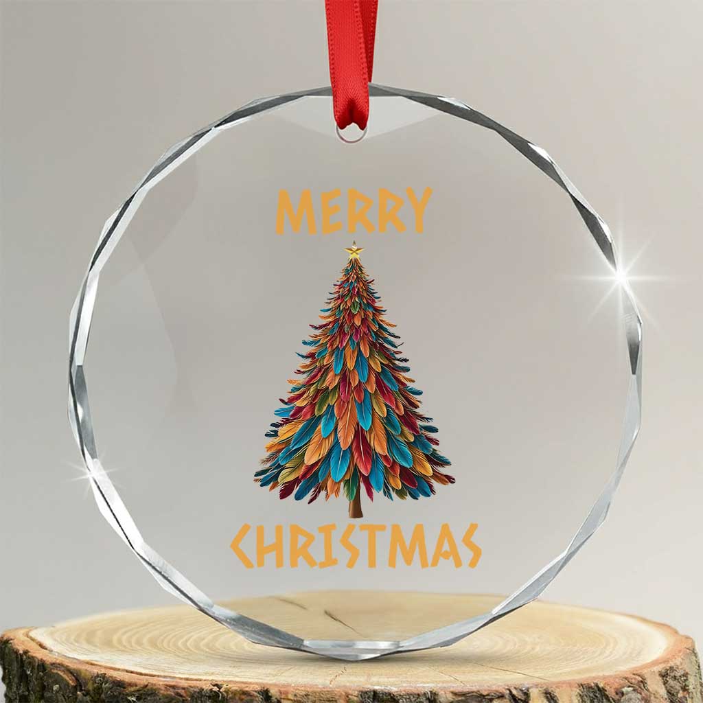 Funny Native American Eagle Feather Xmas Tree Crystal Glass Ornament TS11 Transparent Glass 3'' Circle Print Your Wear