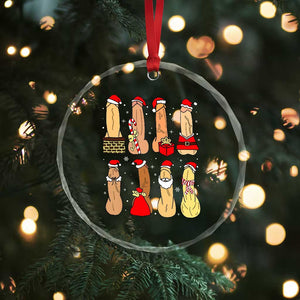 Funny Naughty Christmas Dirty Santa Hat Xmas Adult Humor Crystal Glass Ornament TS11 Print Your Wear