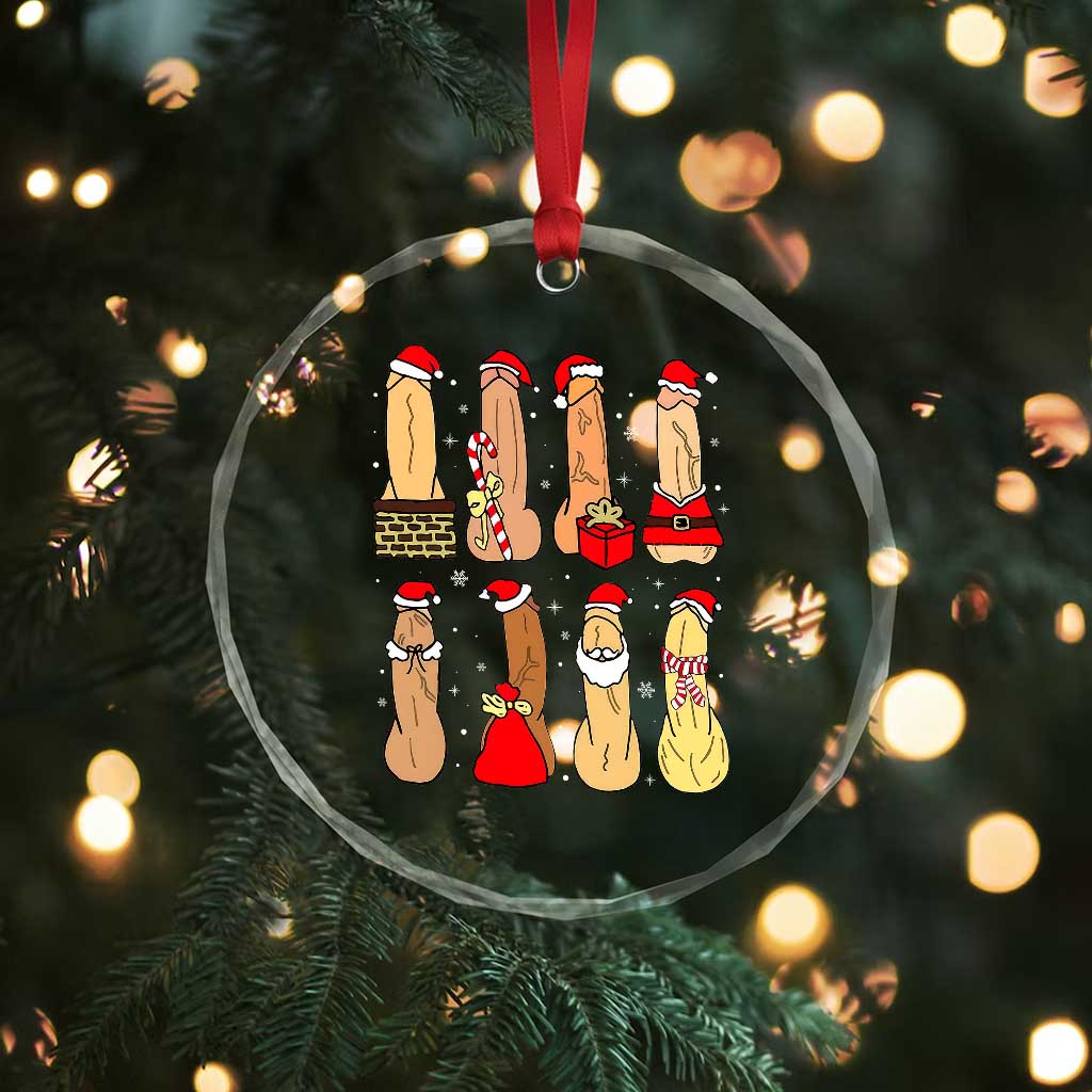 Funny Naughty Christmas Dirty Santa Hat Xmas Adult Humor Crystal Glass Ornament TS11 Print Your Wear