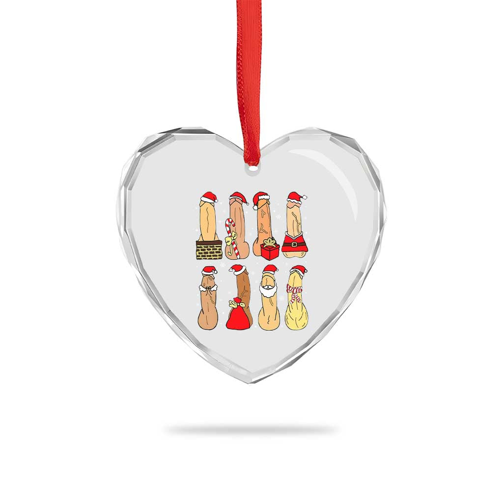 Funny Naughty Christmas Dirty Santa Hat Xmas Adult Humor Heart Crystal Glass Ornament TS11 Print Your Wear