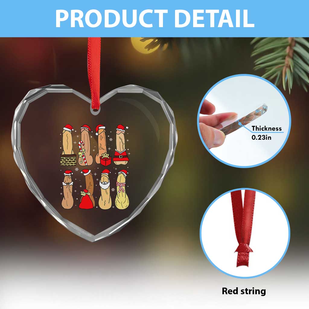Funny Naughty Christmas Dirty Santa Hat Xmas Adult Humor Heart Crystal Glass Ornament TS11 Print Your Wear