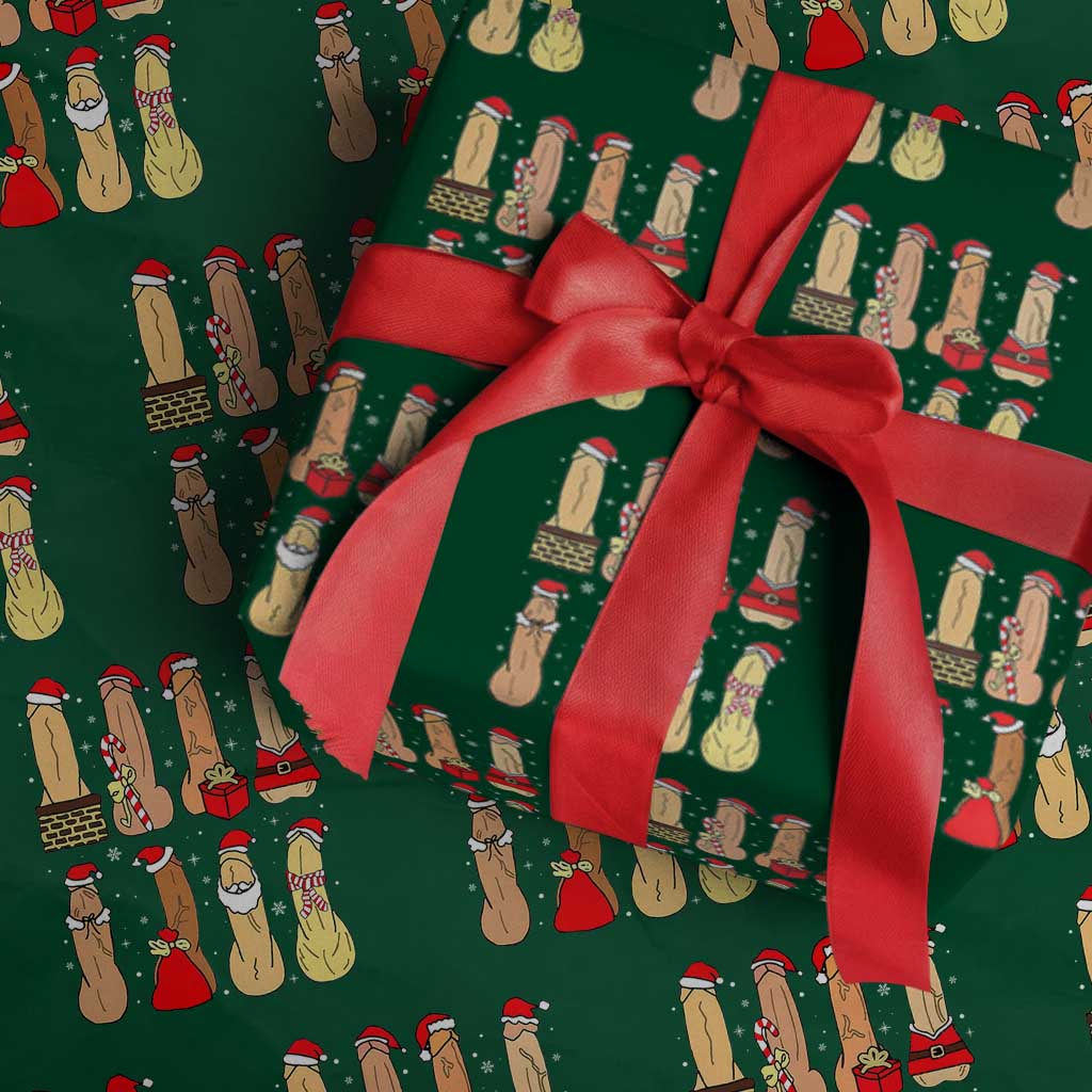 Funny Naughty Christmas Dirty Santa Hat Xmas Adult Humor Wrapping Paper Roll TS11 Green Print Your Wear