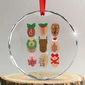 Funny Naughty Christmas Dirty Xmas Adult Humor Crystal Glass Ornament TS11 Transparent Glass 3'' Circle Print Your Wear